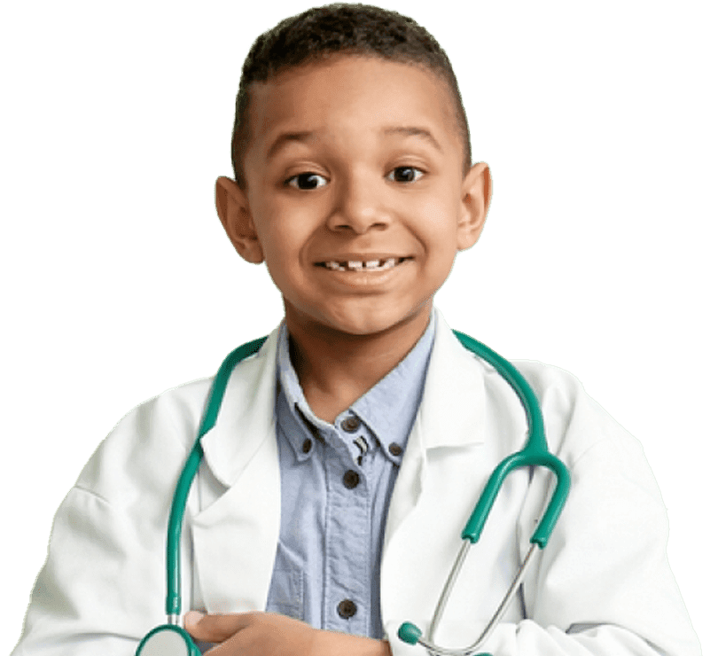 Young boy dressed as a doctor with stethoscope